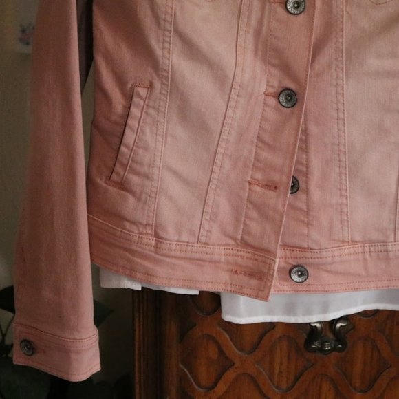 KEEPING Merona Distressed Pink Denim Jean Jacket NWOT! - Picture 8 of 16